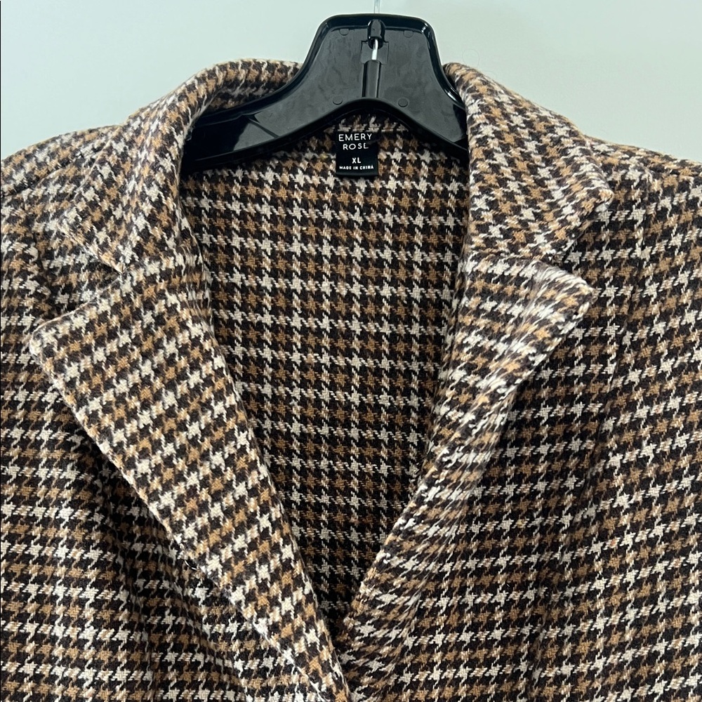 Emery Rose Women's Houndstooth Blazer - Brown